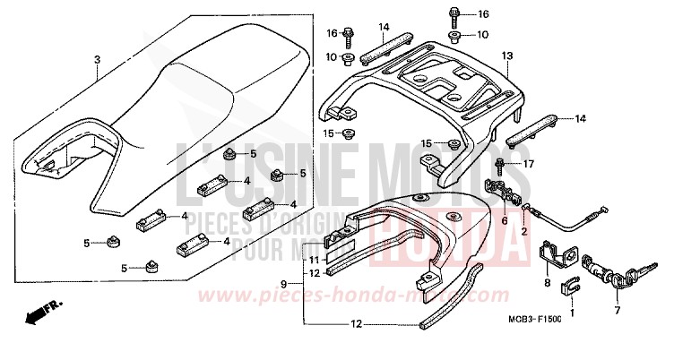 SEAT for Transalp 650 SHIELD SILVER METALLIC (NH480) from 2001